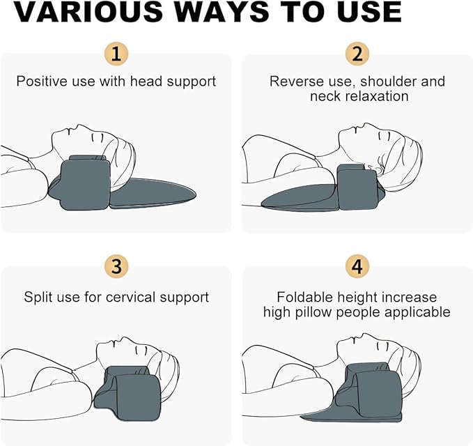 Memory Foam Neck Pillows Combo for Sleeping, Cervical Neck Pillow for Pain Relief, Neck Support Pillow Neck Roll Pillow for Bed (White-Upgrade Version)