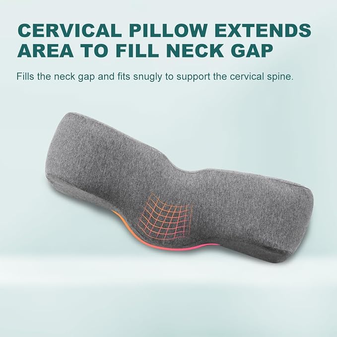 Memory Foam Neck Pillows Combo for Sleeping, Cervical Neck Pillow for Pain Relief, Neck Support Pillow Neck Roll Pillow for Bed (Deep Grey-Basic Version)