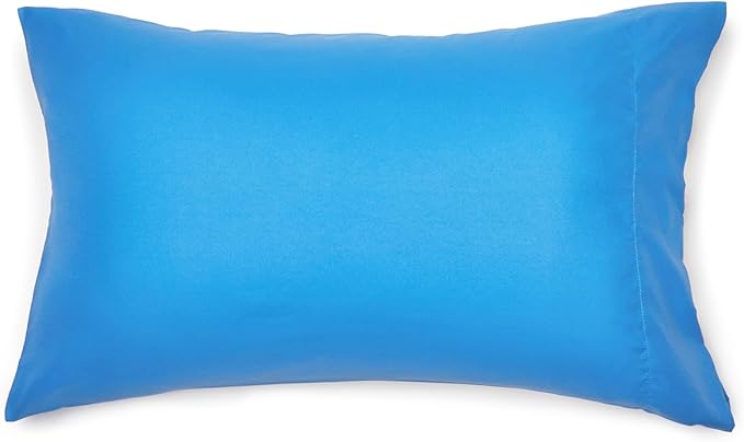 Amazon Basics 7 Piece Microfiber Kid's Bed-in-a-Bag Bedding Set, Full/Queen, Blue, Solid