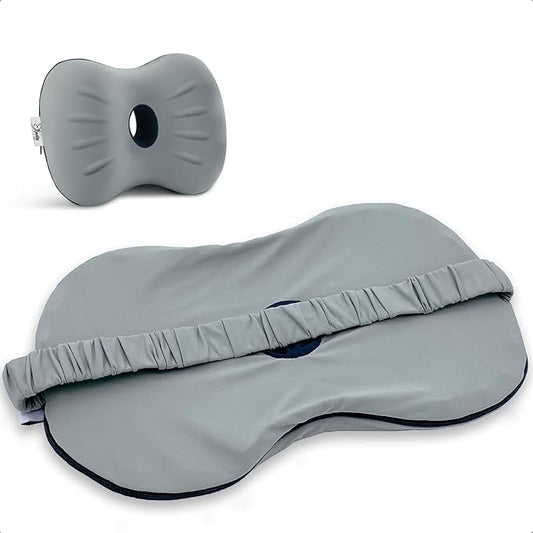 Kevity Leg & Knee Pillow Cove for Side Sleepers - Machine Washable & Cooling Pillow Case with Strap - Replacement Pillowcase Cover 10'' x 8.5'' x 5.3'' - Cover ONLY (Mid-Grey, Medium, 1PCS)