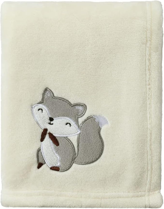 CREVENT 30''X40'' Light Cozy Plush Fluffy Warm Fleece Receiving Baby Blanket for Infant Toddler Crib Cot Stroller, Baby Birthday Ivory Fox
