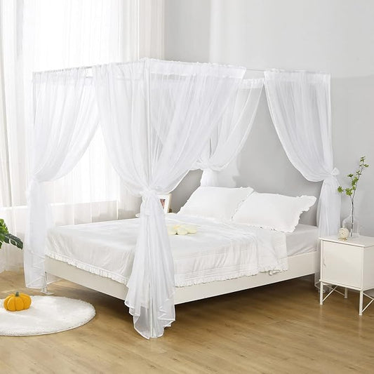 White Canopy Bed Curtain for Twin Bed, Soft Bed Canopy Scarf for Girls Adults (Twin, White)