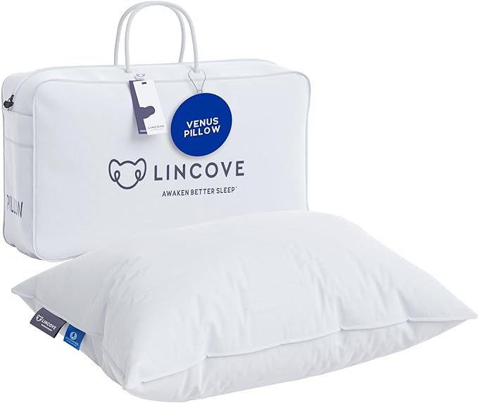 Lincove 100% European Down Venus Pillow – German Down 600 Fill Power, 400 Thread Count Shell, Made in Canada, | Luxe Collection, 26"x26"