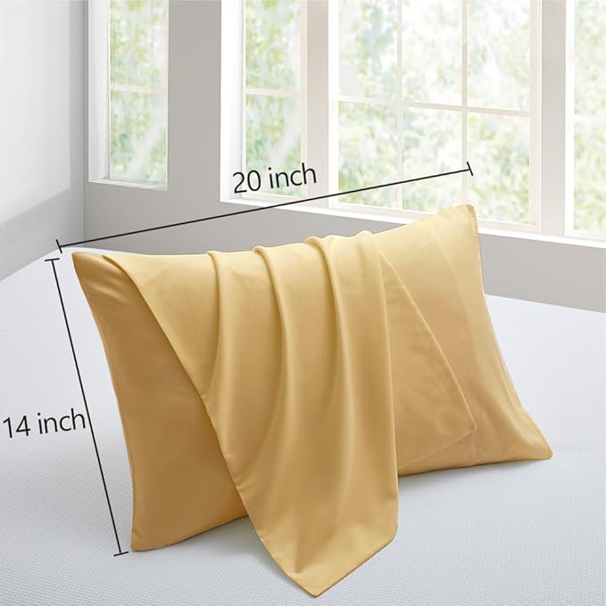 Microfiber Small Pillow Cases 14x20 2 Pack Gold Pillow Covers Comfortable Not Shrink Soft Pillow Cases Toddler Pillow Case Envelope Style