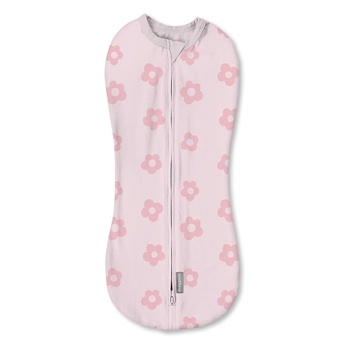 SwaddleMe by Ingenuity Compression Swaddle Pod, Two-Way Zipper for Easy Changes, Improves Sleep & Calms Startle Reflex, 0-2 Months, 2-Pack - Flower Confetti