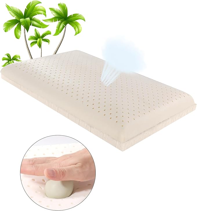 SUQ I OME Adjustable Slim Sleeper -Thin Flat Latex Pillow for Sleeping with 2 Removable Layers 3 Heights(1'', 2.5'', 3.5''), for Stomach, Side and Back Sleepers,Cube White