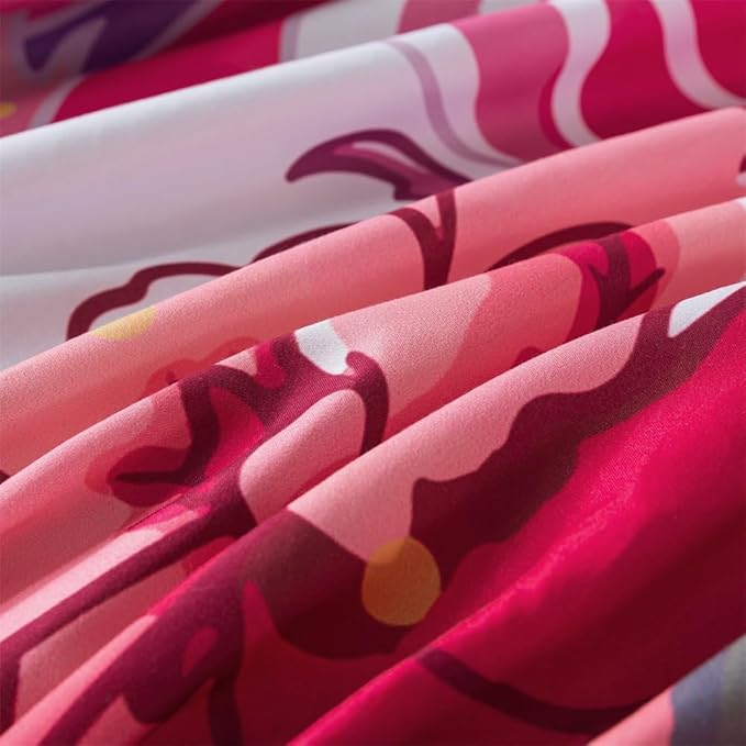 qjmiaofang Unicorn Sheets Queen Pink Unicorn Bedding Set 4Pieces Unicorn Bed Sheet Set with Rainbow and Flowers Bed Set Princess Unicorn Flat Sheet Set with 1 Flat Sheet 1 Fitted Sheet 2 Pillow Shams