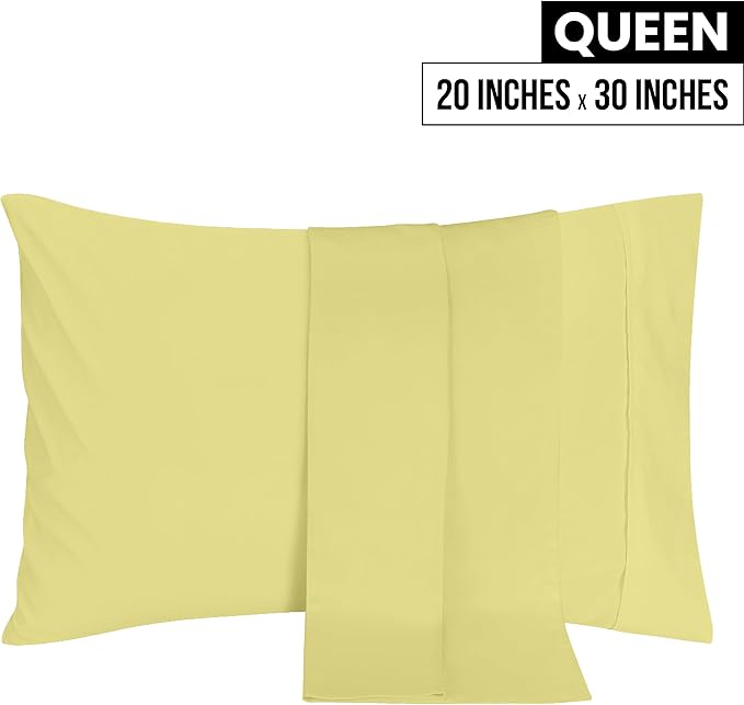 Utopia Bedding Queen Pillow Cases - 2 Pack - Envelope Closure - Soft Brushed Microfiber Fabric - Shrinkage and Fade Resistant Pillow Covers 20 X 30 Inches (Queen, Yellow)