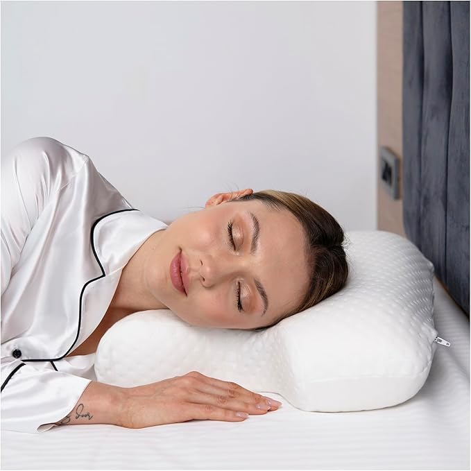 Dual Side Beauty Pillow. 2 in 1 Anti Aging and Anti Wrinkle and Face Pillow. Memory Foam for Neck and Shoulder Pain. Cervical Support. for Back and Side Sleepers. (BP)