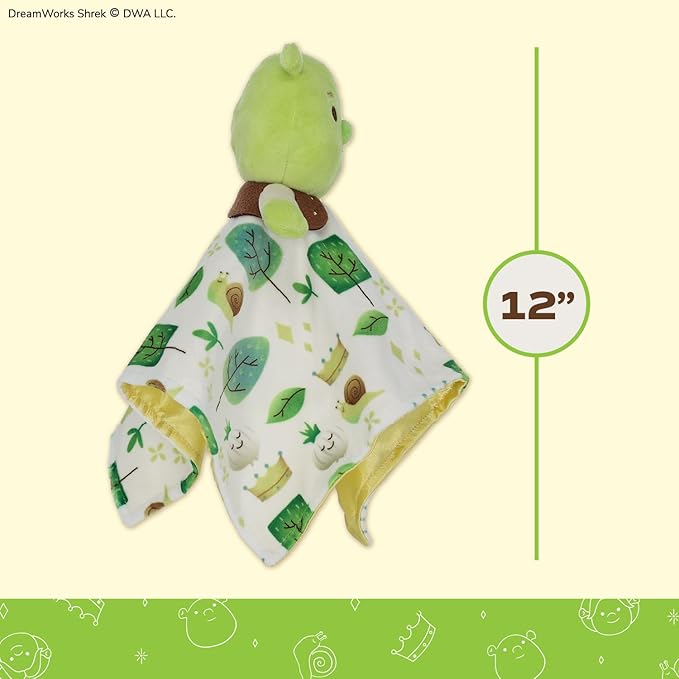 Shrek Blanky – Plush Shrek Head with Embroidered Facial Details – Made with Super Soft & Snuggly Material & Satin Underlay – Perfect for Nap Time or Loveable Gift for Baby Boys & Girls