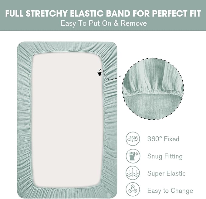 Muslin Crib Sheets, 2pk Neutral Fitted Baby Toddler Bed Sheets for Standard Crib Mattress & Toddler Bed Mattress, 28 x 52 inches, Blossom Cactus