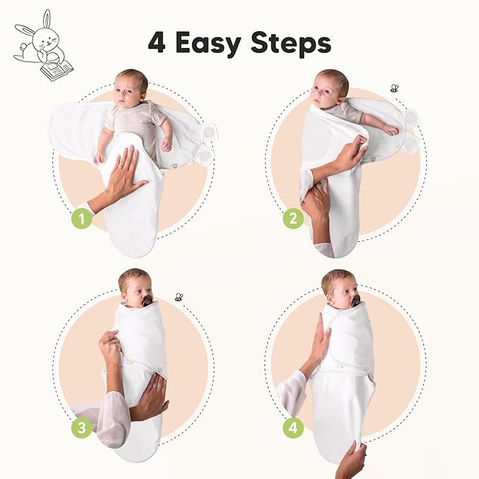 KeaBabies 3-Pack Organic Baby Swaddle Sleep Sacks - Newborn Swaddle Sack, Ergonomic Baby Swaddles 0-3 Months,Swaddles for Newborns,Baby Sleep Sack,Baby Swaddle Blanket Wrap,Baby Essentials(Cloud)