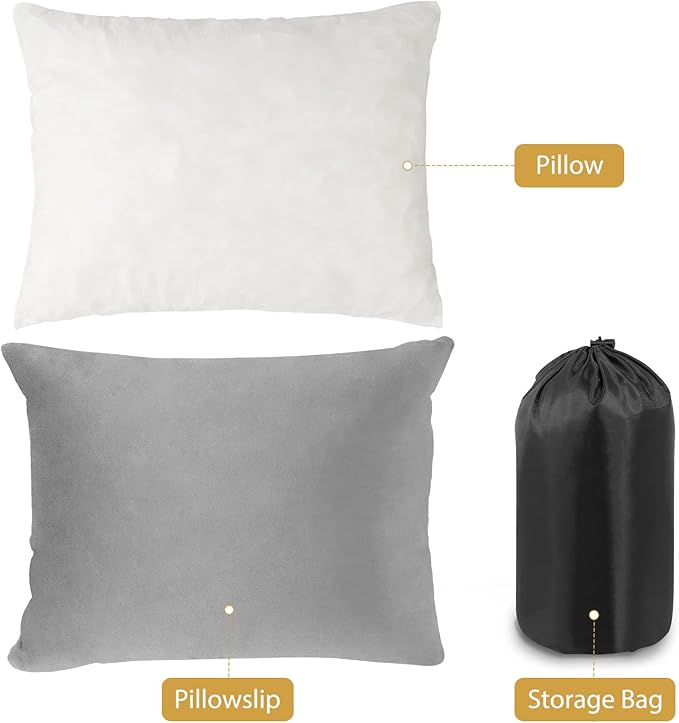 Outdoor Camping Pillow Lightweight,Compact Firm Supportive Compressible Pillow, Travel Pillow Cases, Removable Pillow Cover,Sleeping, Camping,Memory Foam Washable Pillow - Medium