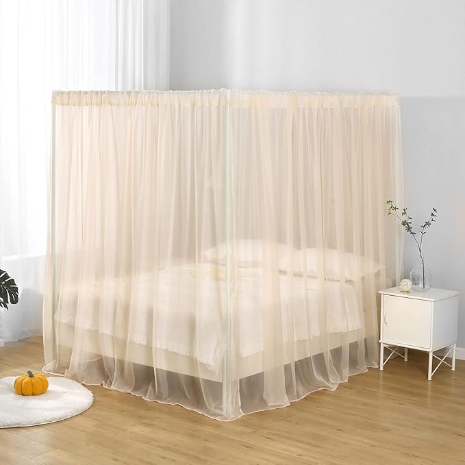 Canopy Bed Curtain for Queen Bed, Soft Bed Canopy Scarf for Girls Adults (Queen, Sand)