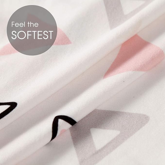 Stretchy Ultra Soft Jersey Knit Fitted Pack n Play Playard Sheets Set 2 Pack, Fits Portable/Mini Cribs Sheets, Playards Mattress Pads, Pink Simple Triangle/Dream Unicorn for Girls