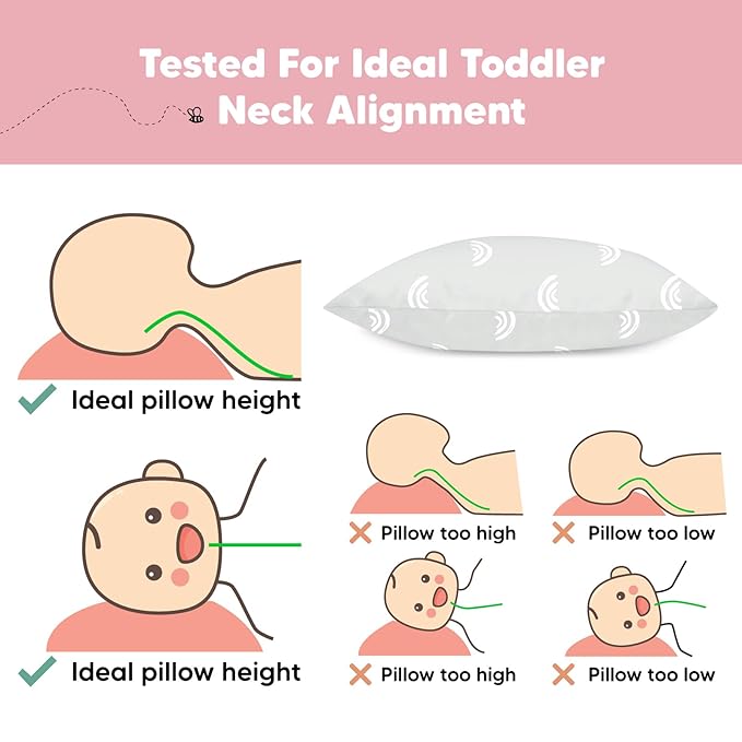 KeaBabies Toddler Pillow - Soft Organic Cotton Toddler Pillows for Sleeping, 13X18 Small Pillow for Kids, Kids Pillows for Sleeping, Kids Pillow for Travel, School, Nap, Age 2 to 5 (Gray Rainbow)