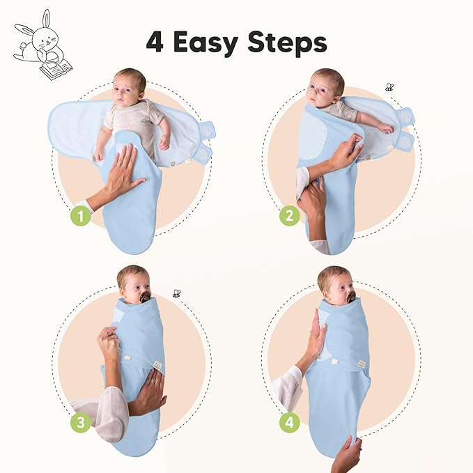 3-Pack Organic Baby Swaddle Sleep Sacks - Newborn Swaddle Sack, Ergonomic Baby Swaddles 0-3 Months, Swaddles for Newborns, Baby Sleep Sack, Baby Swaddle Blanket Wrap,Baby Essentials (ABC Land Cloud)