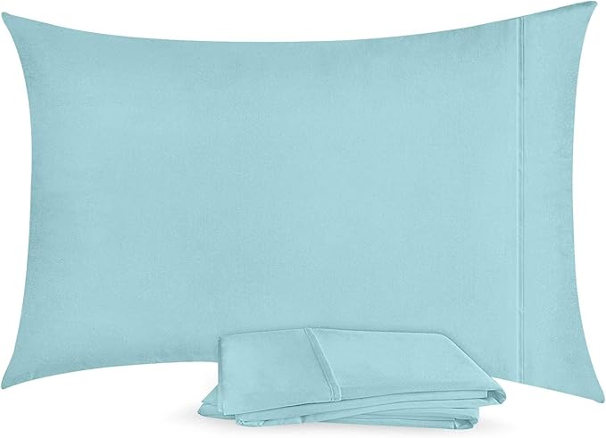 Utopia Bedding Standard Pillow Cases - 2 Pack - Envelope Closure - Soft Brushed Microfiber Fabric - Shrinkage and Fade Resistant Pillow Covers 20 X 26 Inches (Standard, Spa Blue)