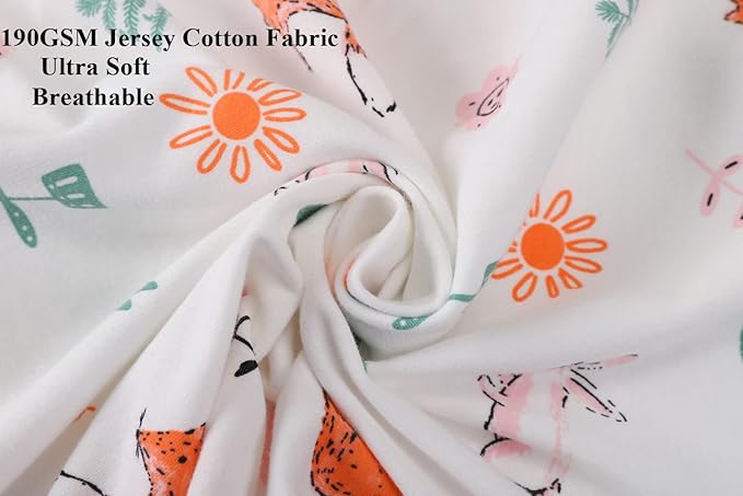 Bassinet Sheets (33" x 19") Compatible with Mika Micky, Baby Delight, Dream On Me, Amke and Other Rectangle Mattress, 2 Pack Fitted Sheets, 100% Jersey Knit Cotton 190GSM, Fox Rabbit and Rainbow