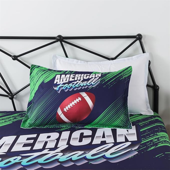 qjmiaofang Football Sheets for Boys American Football Fitted Sheet Twin Size for Kids Sports Sheet Set 3Pieces Sport Theme Football Bed Sheet Set Including 1 Flat Sheet 1 Fitted Sheet 1 Pillowcase