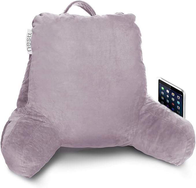 Nestl Reading Pillow Standard Bed Pillow, Back Pillow for Sitting in Bed Shredded Memory Foam Chair Pillow, Reading & Bed Rest Pillows Dusty Purple Back Pillow for Bed Chair Arm Pillow with Pockets
