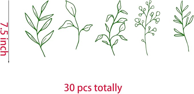 Botanical Leaves Wall Decals Flowing Leaves Modern Wall Decor Nursery Decor Leaf Wall Stickers Removable Vinyl Decals