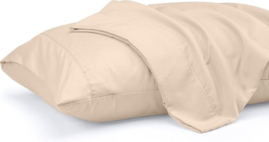 Utopia Bedding Standard Pillow Cases - 2 Pack - Envelope Closure - Soft Brushed Microfiber Fabric - Shrinkage and Fade Resistant Pillow Covers 20 X 26 Inches (Standard, Beige)