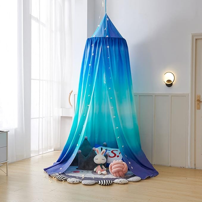 Mengersi Bed Canopy for Boys,Girls Corlofrul Canopy for Bed Bedding Kids Room Castle Play Tent Hanging House Decor Reading Nook Gradient Canopies