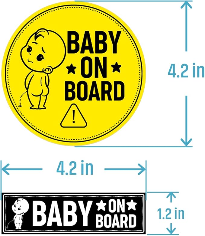 Baby in Car Decal for Cars Vehicle Children Kids On Board Signs Funny Vinyl Bumper Stickers Removable Decals Window Label Sign Truck Label Decorations Drive Safely Around