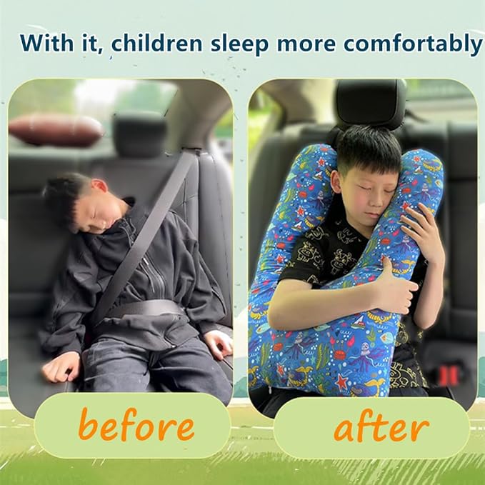 Car Travel Pillow for Kids Adults Soft Neck Pillow Head and Body Support Pillow Breathable Seat Pillow Car Aircraft Travel Pillow Neck Support Pillow Cushion for Long Journey Travel Accessories