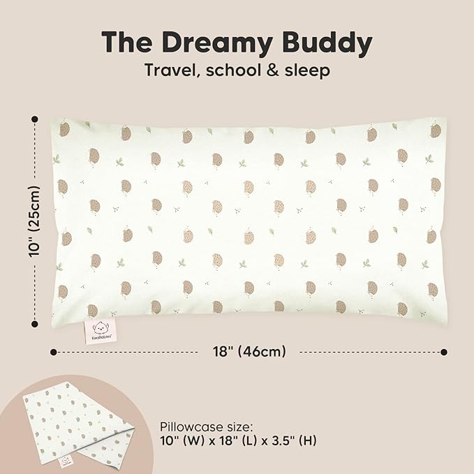 Toddler Pillow with Pillowcase - 10x18 My Little Dreamy Pillow, Organic Toddler Pillows for Sleeping, Kids Pillow, Small Pillows, Toddler Travel Pillows for Sleeping, Toddler Bed Pillows (Bruce)
