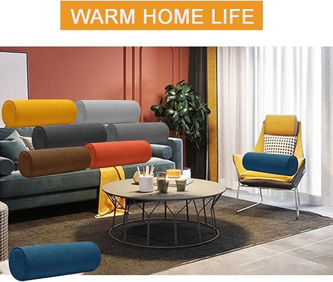 Cylinder Round Memory Foam Support Pillows 24X6 Cervical Neck Roll Pillow with Pillowcase Soft, Comfortable and Breathable for Sleeping, Chair, Car, Sofa，Travel OrangeRed