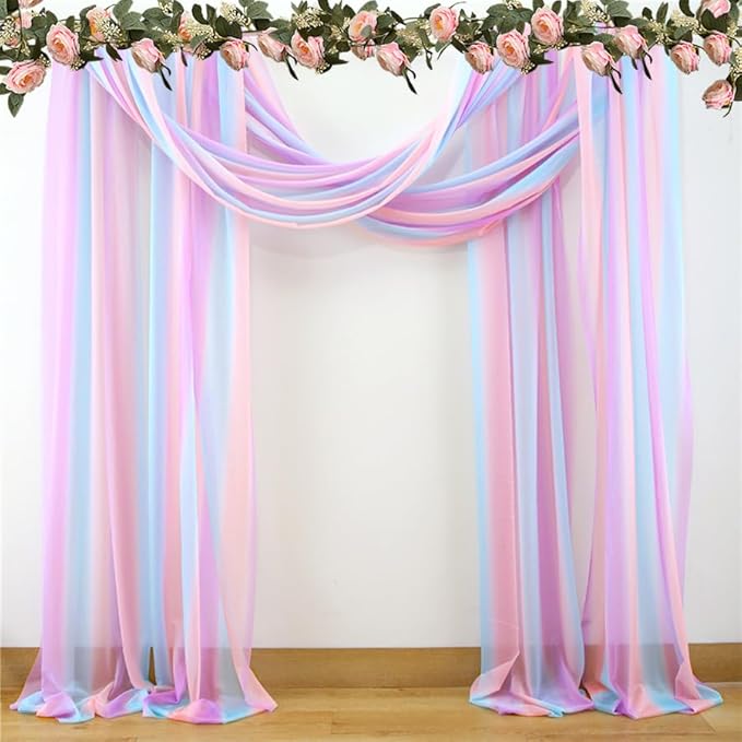 Akiky Rainbow Bed Canopy Curtains for Girls Colorful Canopies Curtain Scarf -Great as Room Decor,Wedding decortion,Window Door Valance Curtain (Twin,Rainbow)