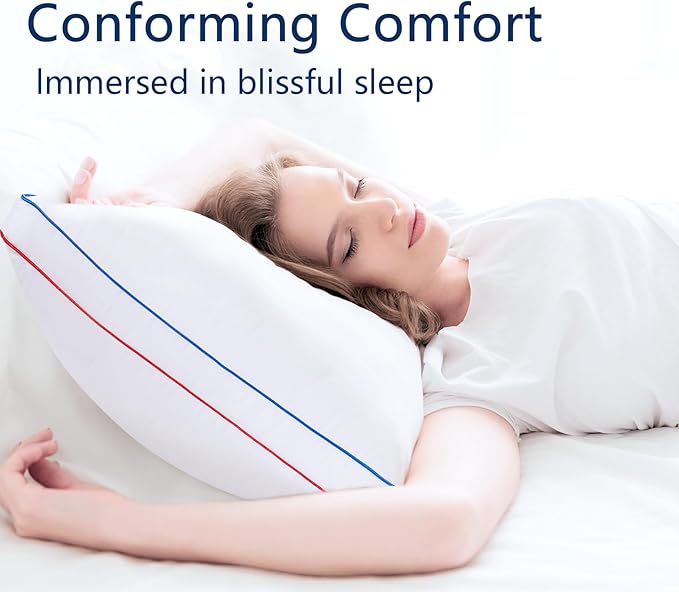 Pillows King Size Set of 2, Fluffy Bed Pillows for Sleeping, King Pillows 2 Pack with Hotel Quality, Medium Firm and Supportive Down Alternative Pillow for Side and Back Sleeper, 20" x 34"