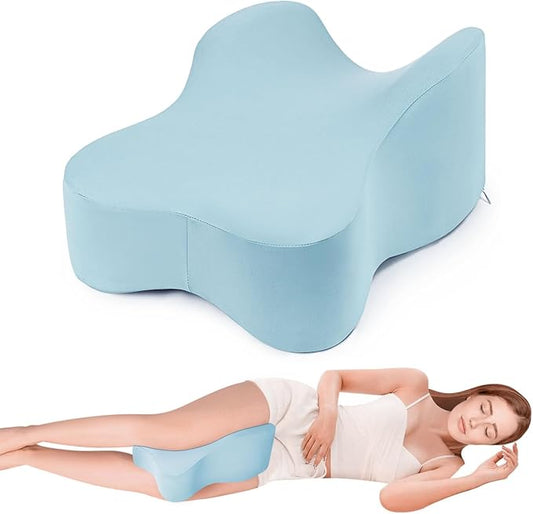 Long Knee Pillow for Side Sleeper Fully Support Thighs and Knees for Sciatica, Back, HIPS, Knees, Joints Pain Relief - Leg Pillow for Sleeping Between Legs Aligns Spine & Relieves Pressure-Blue