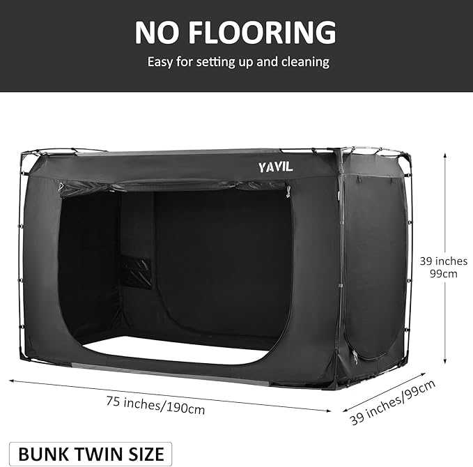 Bed Tent Bed Canopy Bunk Twin Size, Portable Sleeping Tents Dream Tents Indoor for Kids and Adult, Blackout 70% Breathable Privacy Space on Bed with Three Doors (Mattress Not Included)