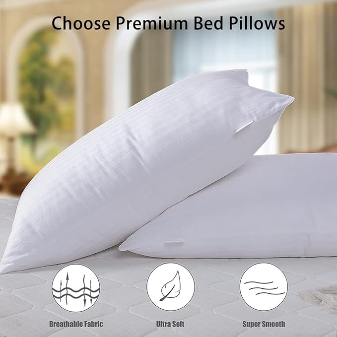 tuphen Bed Pillows for Sleeping: Standard Size Microfiber Pillows 2 Pack - Ultra Soft Breathable Down Alternative Pillows - Hotel Luxury Collection Pillows for Back Stomach or Side Sleepers