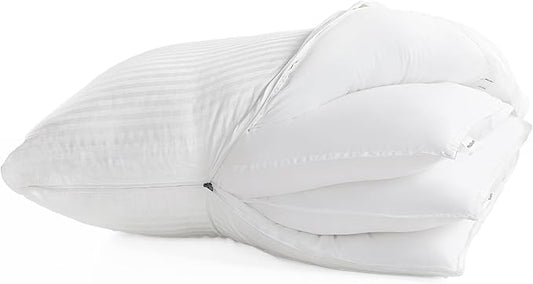 Bedsure Pillows Set of 2 - Fluffy & Soft Adjustable Layer Queen Pillows with Cotton Cover, Luxury Bed Pillows for Sleeping, Firm Pillows for Side, Back, Stomach Sleepers (1, King)