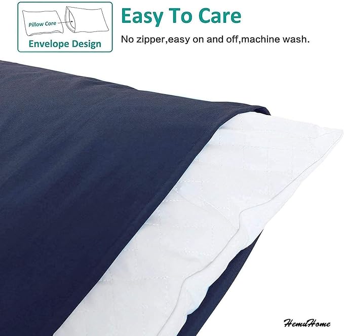 Toddler Pillowcase Set of 2 PC 600 TC 100% Egyptian Cotton Toodler 12x16 Inch Small Travel Pillow Case Envelope Closer Decorative Soft Cozy Travel Kids Nursery Preschool Pillow Cases, Navy Blue