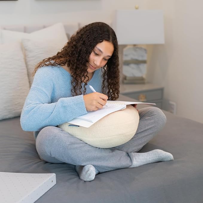 Quiet Mind The Original Weighted Pillow for Adults & Kids - (Small, Cashew, 6 lbs) - Weighted Body Pillow - Alternative to Weighted Blanket - Enhanced Deep Sleep and Stress Relief - Hug Pillow