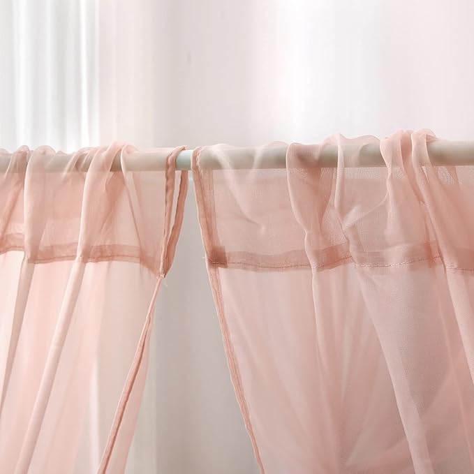 Canopy Bed Curtains for Queen Bed, Princess Bed Canopy for Girls Room, Canopy Bed Scarf Adults (Dust Pink)