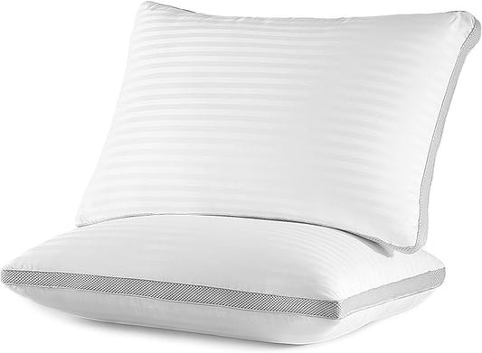 SLEEP ZONE Bed Pillows for Sleeping, Standard Size Set of 2, Sandwich Mesh with Breathable Sides, Premium Medium Pillows for Back, Stomach or Side Sleepers