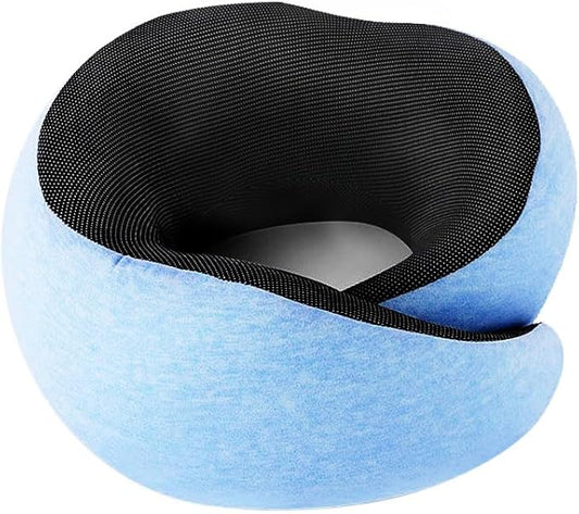 Premium Memory Foam Travel Pillow Set - 360° Adjustable Neck Support, Soft U-Shaped Pillow for Airplane Travel with 3D Eye Masks and Earplugs - Ultimate Comfort for Long Flights (Light Blue)