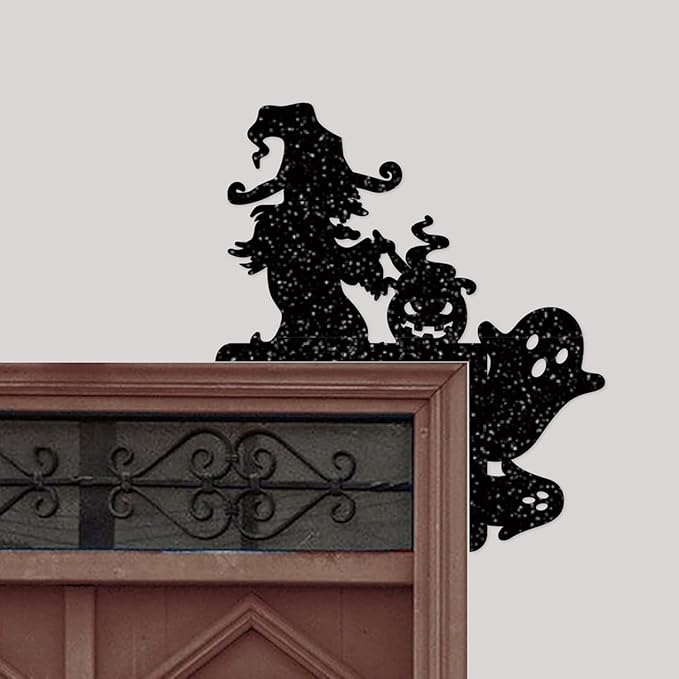 Removable 8 Pack Creative Halloween Switch Decals Black Ghost Skeleton Witch Door Frame Wall Decals Decorative Art Murals for Halloween Living Room Bedroom Bathroom Kitchen Light Switch Decor Decals