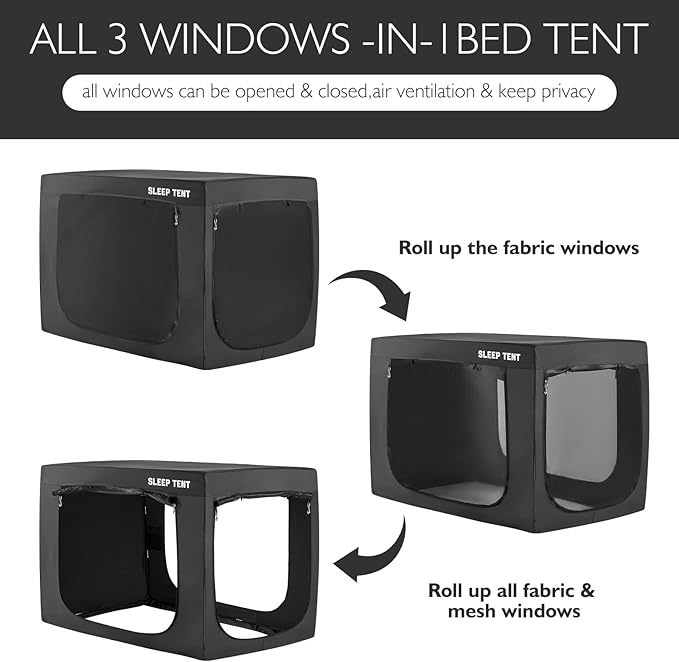 BORNA Bed Tent Bed Canopy Full Size for Adult and Kids,Portable Sleeping Tents Dream Tents Indoor for Kids and Adult, Breathable Privacy Space on Bed with Three Doors (Mattress Not Included)