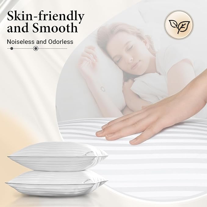 Basic Beyond Standard Pillows Set of 2 - Down Alternative Pillows for Sleeping, Soft 20 x 26 Inches Pillows Standard Size Set of 2 for Back, Stomach or Side Sleepers