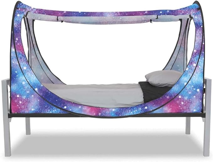 Privacy Pop up Eclipse Bed Tent Bed Drapes (Unicorn Galaxy, Twin)