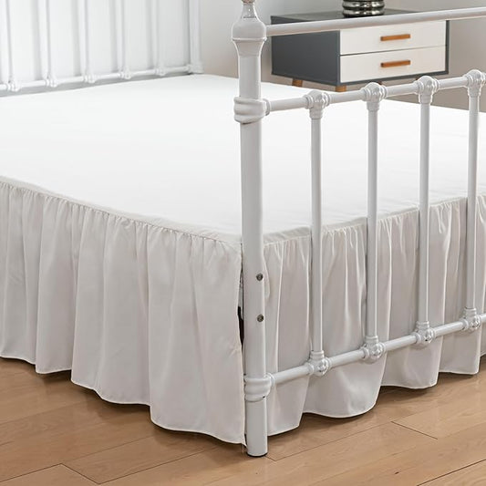 Bed Skirt Full Size Ruffled Bed Skirts with Split Corners, 12 Inch Drop Dust Ruffle Bed Skirt with Platform,Ivory,Full - 12" Drop