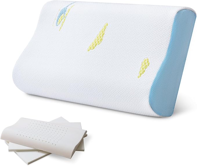 Small Pillow for Sleeping, Small Travel Pillow, Memory Foam Pillow, Adjustable, Breathable Pillow, CertiPUR-US Certified, 12x20 lnch