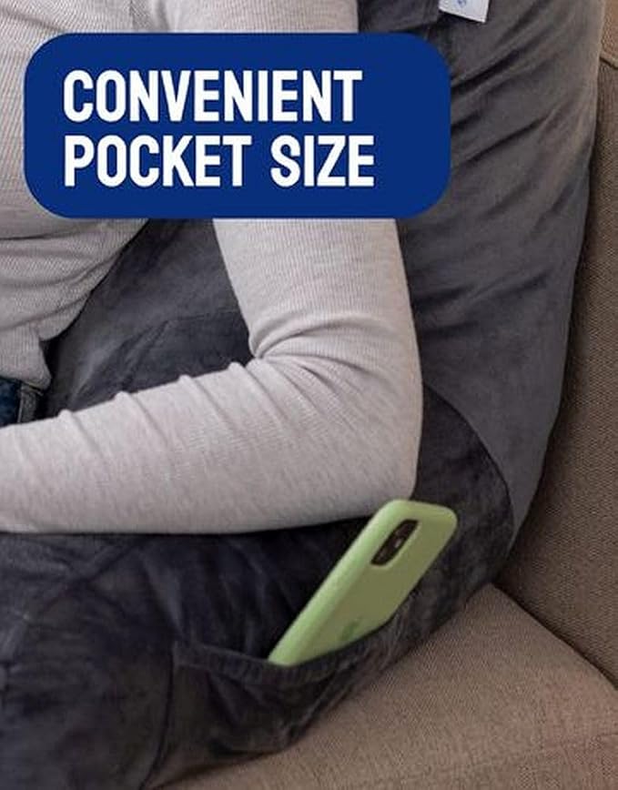 ComfortSpa Reading Pillow Replacement Cover for 19 inch Back Rest Pillow, Polyester Velour Machine Wash and Dry (Grey)